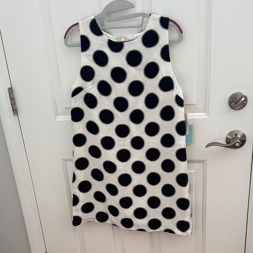 Polka Dot Sleeveless Dress - Black and White